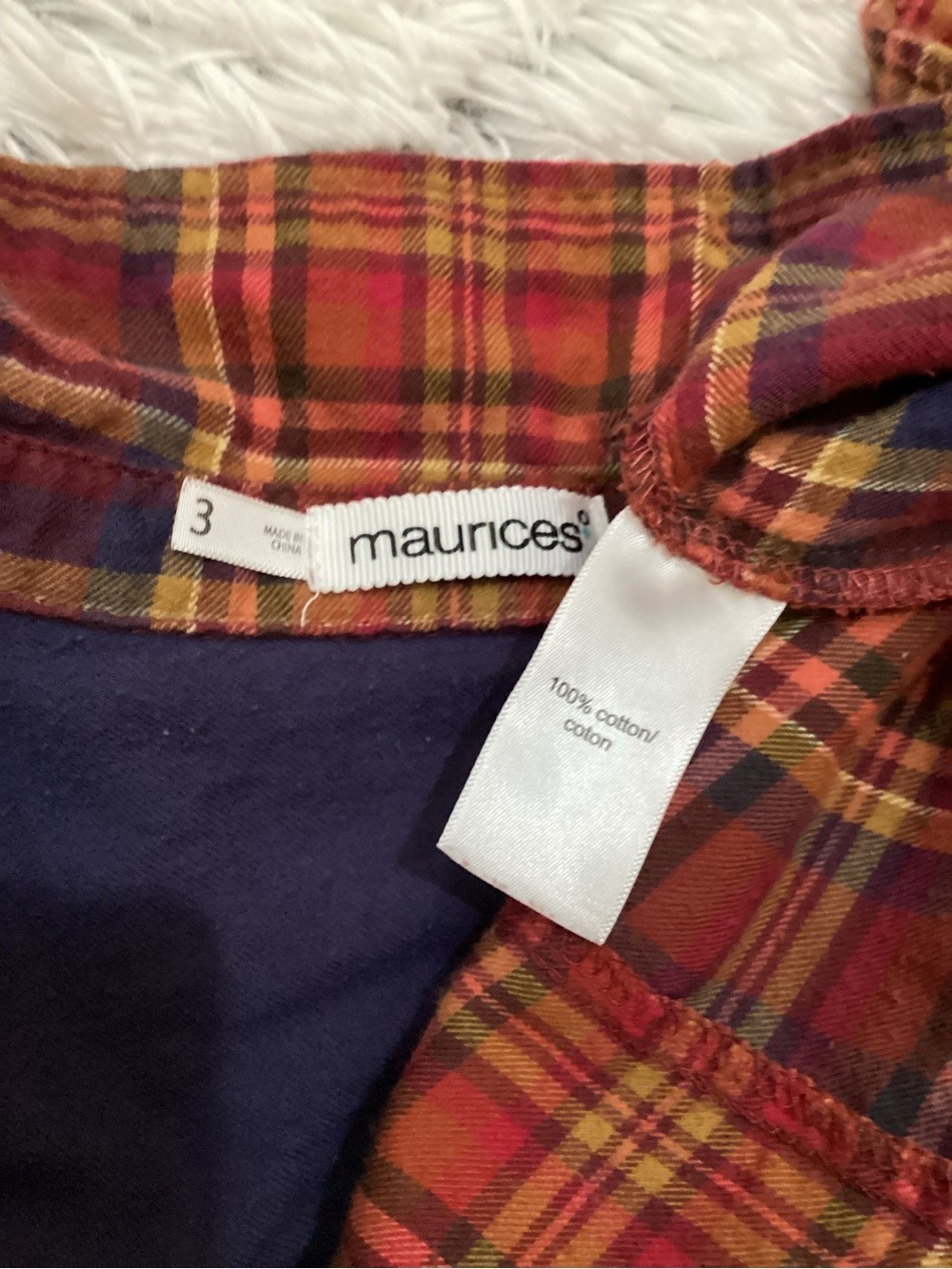 Maurice’s Size 3 Plaid Button Front Shirt – Hi-Low Hem fall colors - Picture 14 of 14
